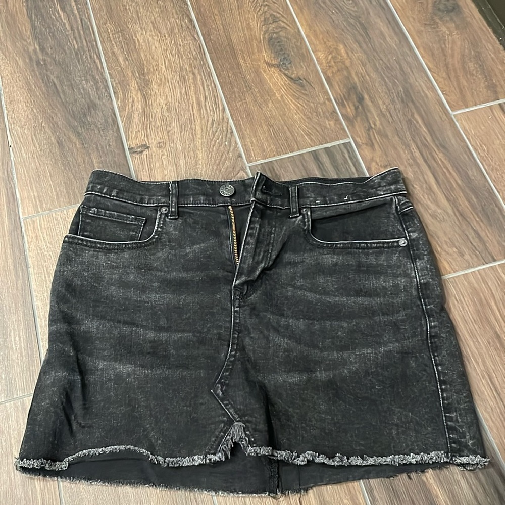 Black denim express mini skirt